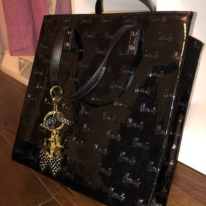HARRODS BLACK SQUARE LOGO PRINT TOTE